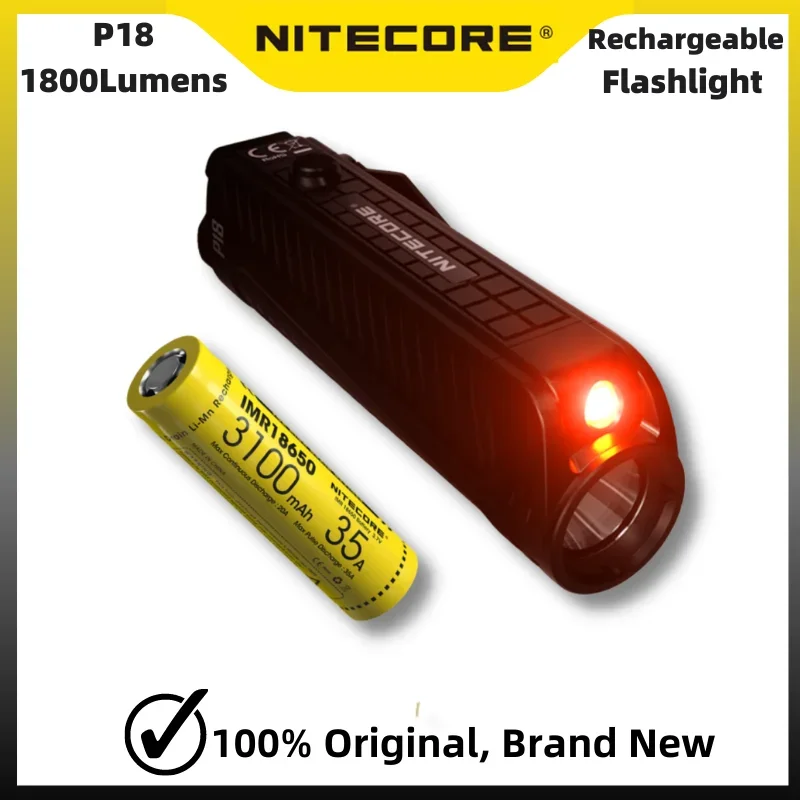 Тактисветильник вспышка NITECORE P18, 1800 люмен, литье под давлением, футуристический вспомогательный красный светильник с батареей 3100 мАч
Тактисветильник вспышка NITECORE P18, 1800 люмен, литье под давлением, футуристический вспомогательный красный светильник с батареей 3100 мАч