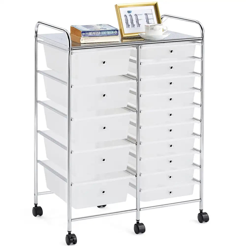 Easyfashion 15 Drawer Rolling Storage Mobile Storage Trolley Home Office Organizer, White
Easyfashion 15 Drawer Rolling Storage Mobile Storage Trolley Home Office Organizer, White