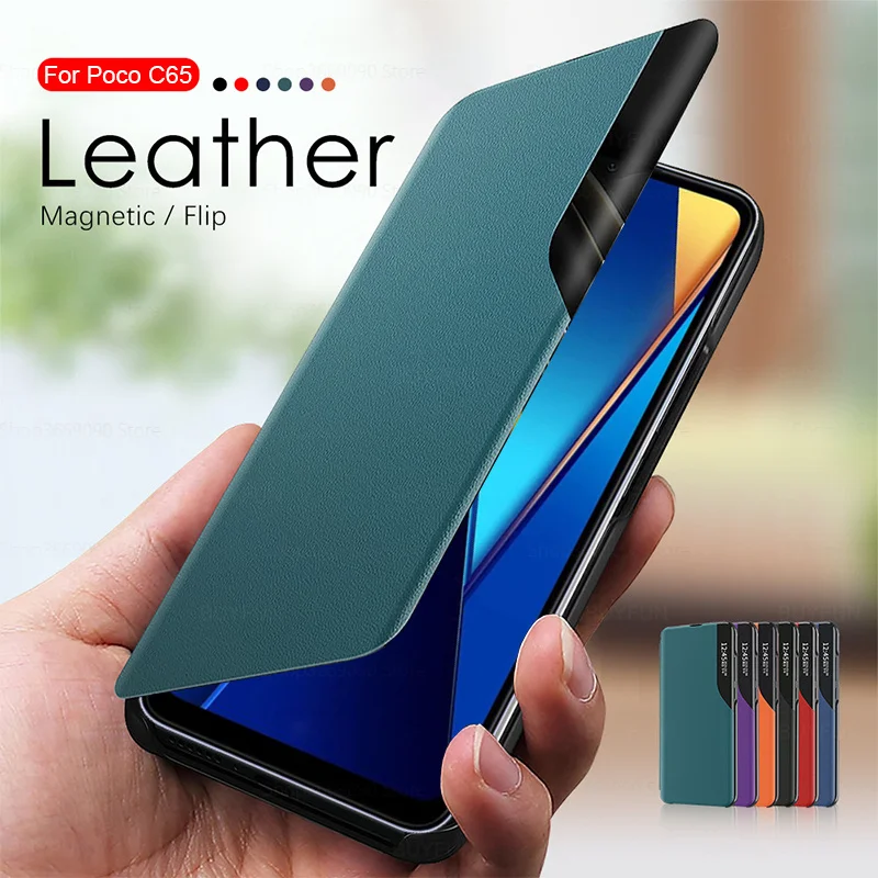 

PocoC65 Case Leather Texture Magnet Book Phone Cover For Xiaomi Poco C65 Poko Poxo C 65 65C Shockproof Shell Fundas 6.74 inches