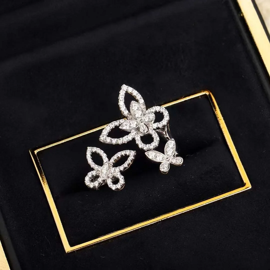 

Подарочные высококачественные новые модные популярные классические ювелирные изделия известного европейского бренда 2023 роскошные кольца для женщин обручальные кольца с бабочкой