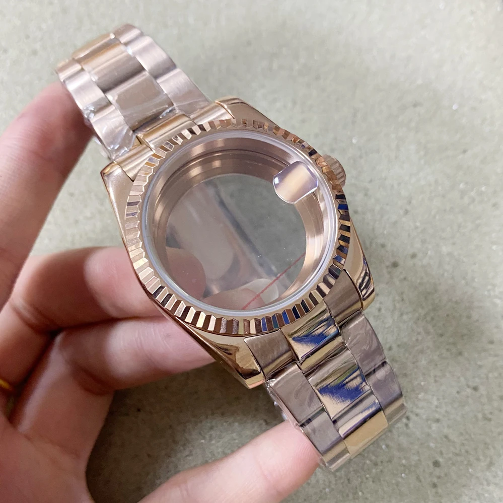 36mm Rose Gold NH35 Case Sapphire Crystal And Bracelet Fit NH36 Movement Fix Bezel Repair Tools BK01-23
36mm Rose Gold NH35 Case Sapphire Crystal And Bracelet Fit NH36 Movement Fix Bezel Repair Tools BK01-23