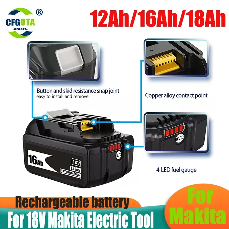 Upgraded 18V 12000mAh 16000mAh For Makita BL1860 BL1850B BL1850 BL1840 BL1830 BL1820 BL1815 LXT-400 Replacement Lithium Battery
Upgraded 18V 12000mAh 16000mAh For Makita BL1860 BL1850B BL1850 BL1840 BL1830 BL1820 BL1815 LXT-400 Replacement Lithium Battery