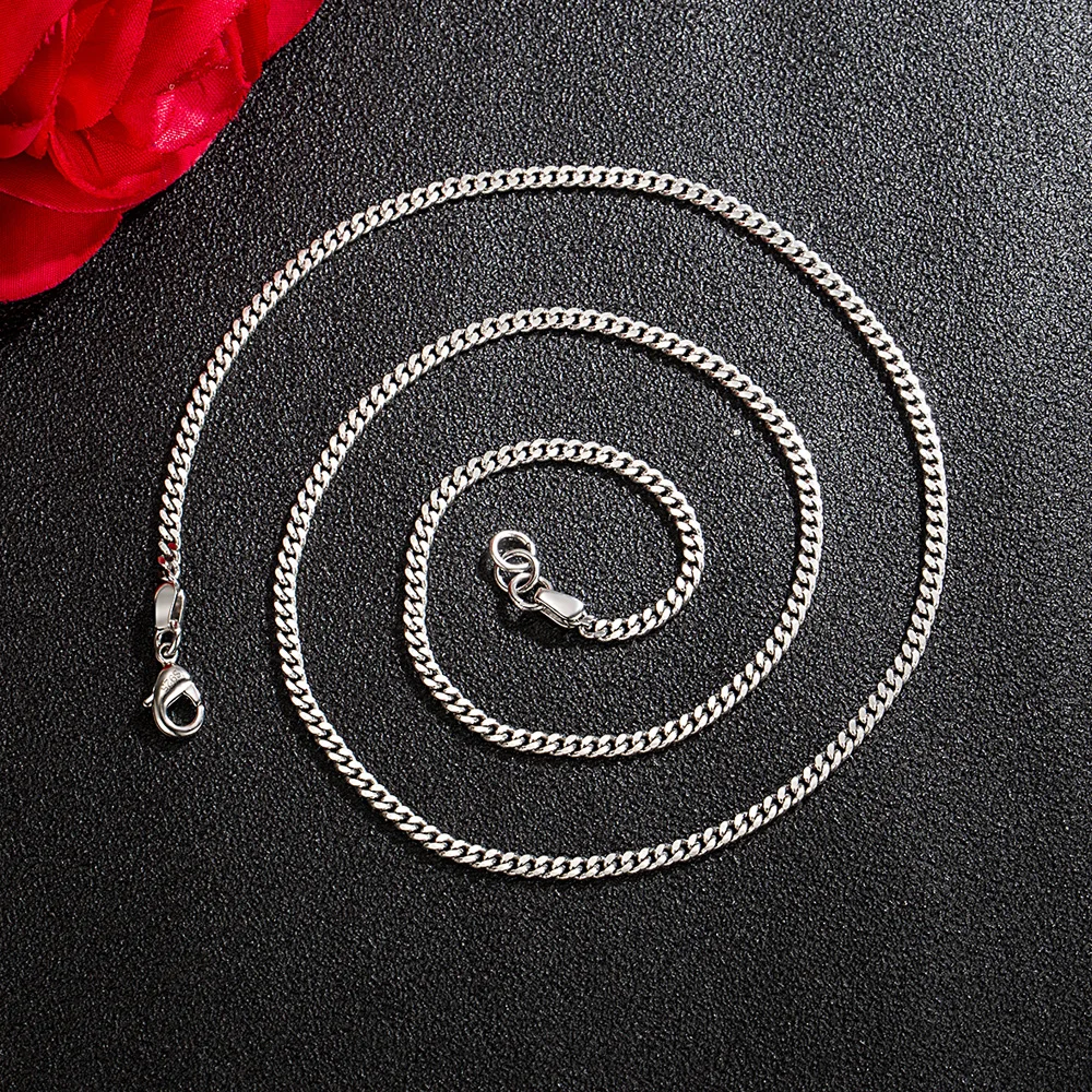 Fashion Temperament Cuban Chains Necklace for Men's 925 Sterling Silver Long Chain Choker Men Collar on Necklace Pendant 15 Mallzona Fashion Temperament Cuban Chains Necklace for Men's 925 Sterling Silver Long Chain Choker Men Collar on Necklace Pendant Mallzona