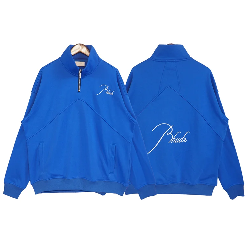 Rhude Blue Black White Sweatshirt Zip Embroidery Letters Logo Oversize Casual Best Quality Mens Womens Rhude Pullover Jacket
Rhude Blue Black White Sweatshirt Zip Embroidery Letters Logo Oversize Casual Best Quality Mens Womens Rhude Pullover Jacket