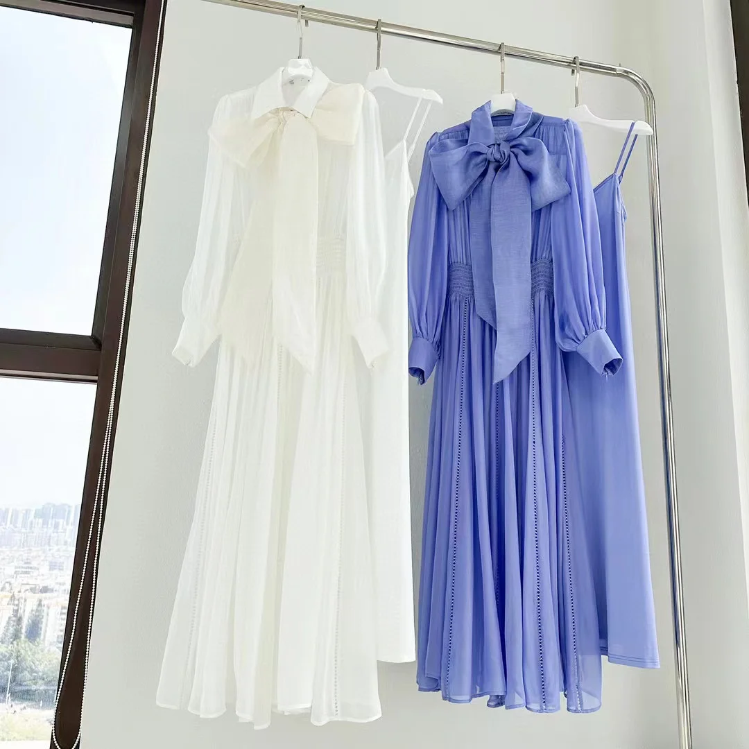 Fyion High Quality 2023 Summer Women Fashion Runway Top Holiday Long Dress Ladies Slim Hot Sale Silk Bow Collar Dresses
Fyion High Quality 2023 Summer Women Fashion Runway Top Holiday Long Dress Ladies Slim Hot Sale Silk Bow Collar Dresses