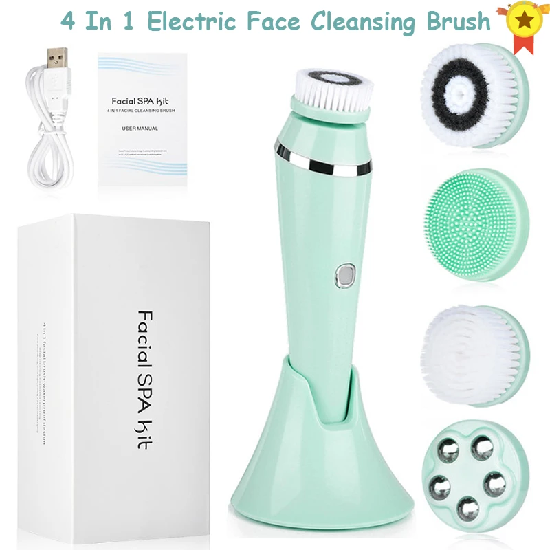 Newest 4 in 1 Electric Facial Brush Face Skin Spa Cleansing USB Rechargeable Massager Cleaner with 4 Heads skin clean beauty
Newest 4 in 1 Electric Facial Brush Face Skin Spa Cleansing USB Rechargeable Massager Cleaner with 4 Heads skin clean beauty