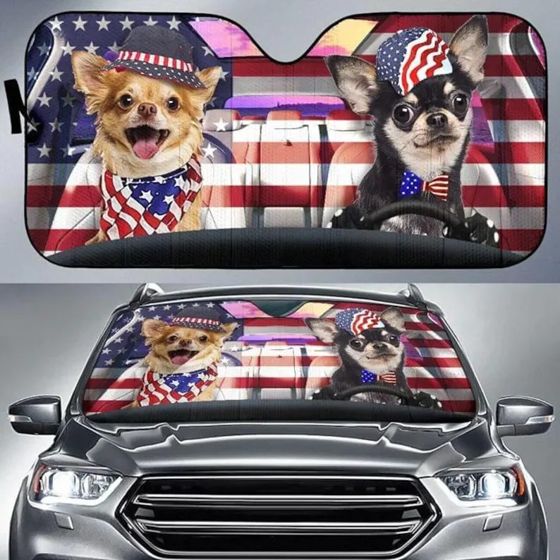 American Chihuahua Cute Dog 4th Of July Holiday Couple Patriotsl Windshield Car Sunshade
American Chihuahua Cute Dog 4th Of July Holiday Couple Patriotsl Windshield Car Sunshade