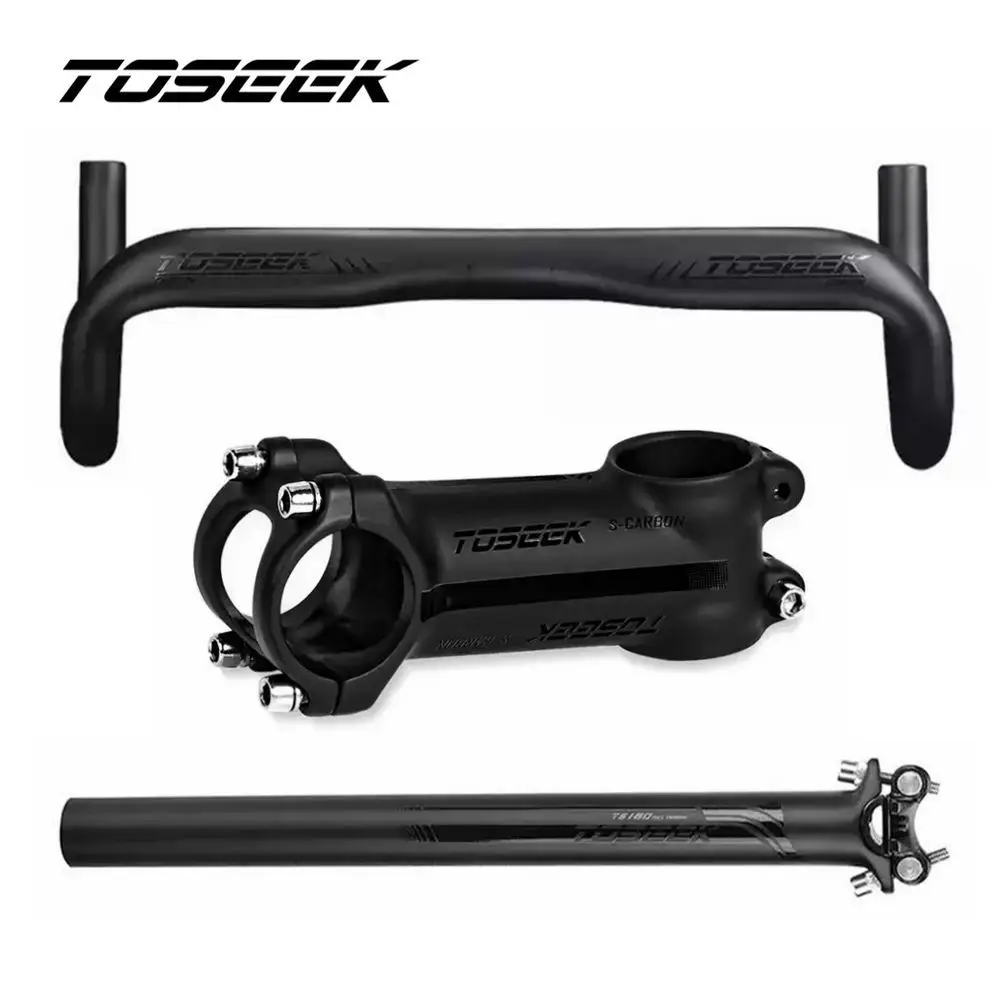 TOSEEK Black Matte Carbon Fiber Bike Road Handlebar Sets Handlebars Stem SeatPost For Cycling Road Bicycle Parts
TOSEEK Black Matte Carbon Fiber Bike Road Handlebar Sets Handlebars Stem SeatPost For Cycling Road Bicycle Parts