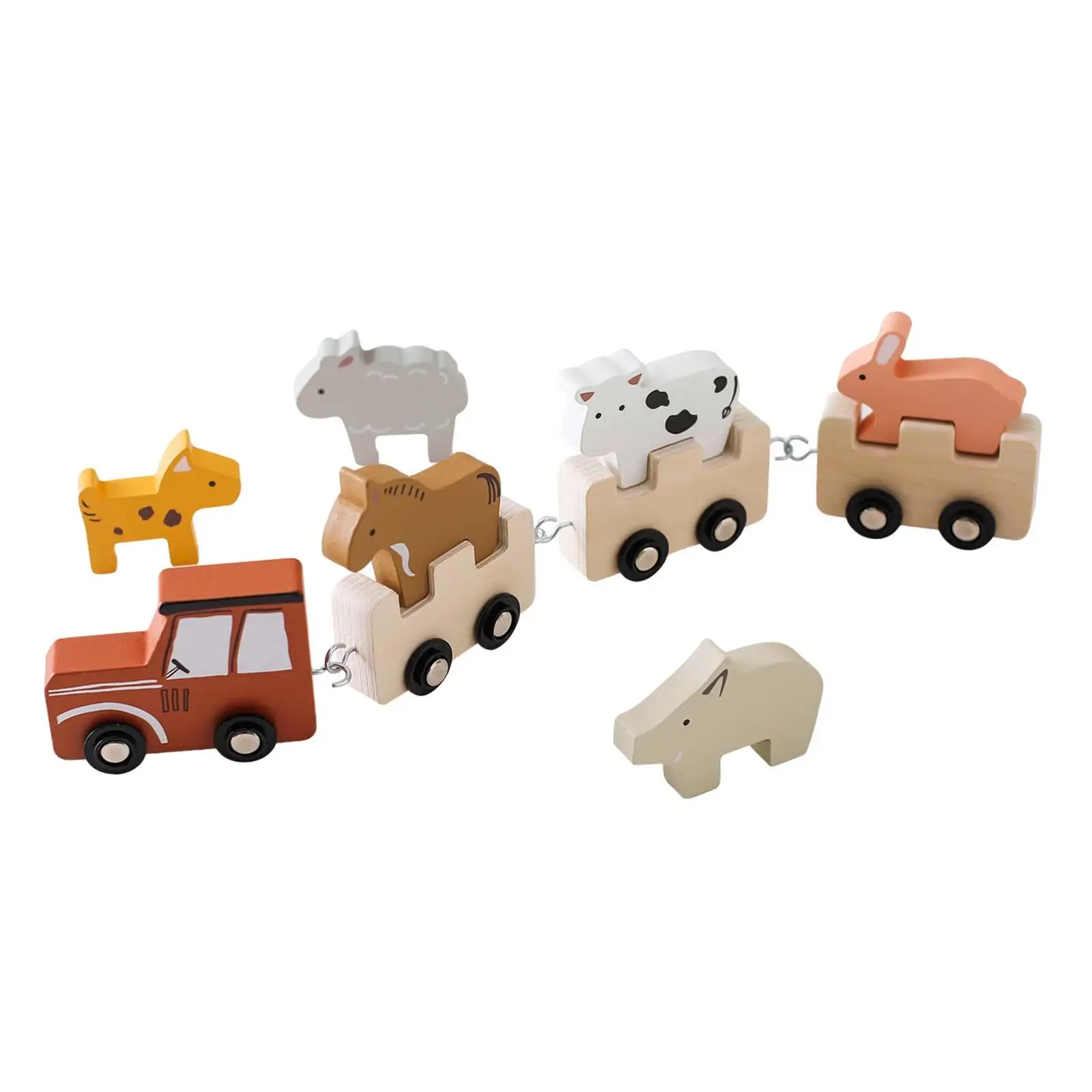 

Wooden Farm Animal Train Set Educational Toy Sensory Learning Toy Stacking Blocks Toy for Girl 2 3 Year Old Boy Birthday Gifts