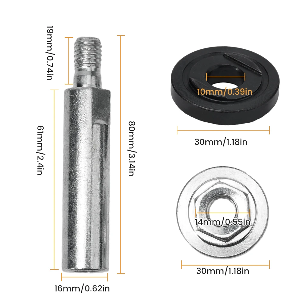 

Angle Grinder Extension Connecting Rod Accessories Polishing 80mm Grinding M10 Thread Set Shaft Steel With Nuts