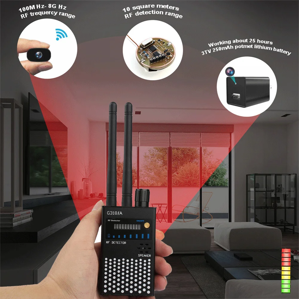 Антишпионский беспроводной детектор сигнала RF CDMA антенна GSM аудио трекер поисковик шпионская камера Анти-подслушивание радар радиосканер
Антишпионский беспроводной детектор сигнала RF CDMA антенна GSM аудио трекер поисковик шпионская камера Анти-подслушивание радар радиосканер
