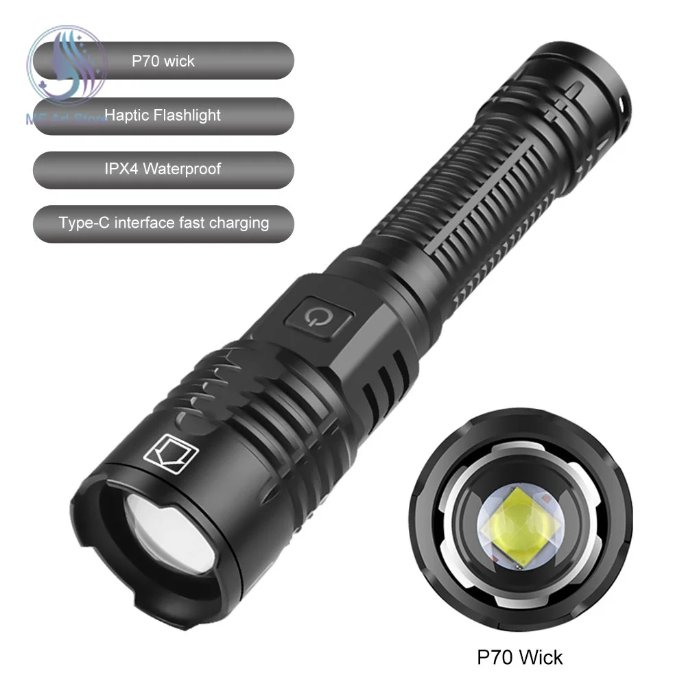 

XHP70 LED Flashlight Super Bright Rechargeable Telescopic Zoom Aluminum Alloy LED Torch Work Light For Outdoor Camping