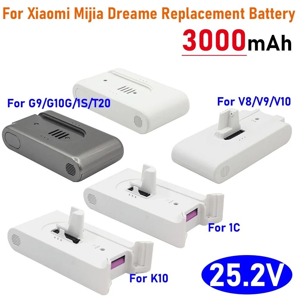 

25.2V 3000mAh Vacuum Cleaner For Xiaomi Mijia Dreame PartsFull Series G9 G10 1S T20 V8 V9 V10 K10 1C Replacement ebike battery