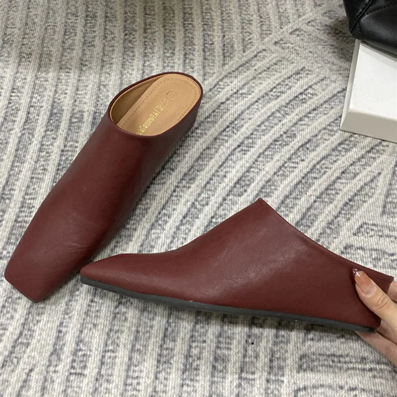 Elegant Soft Leather Mules Slippers Women Square Toe Inner Height Wedge Slide Sandals Summer Cozy Beach Designer Shoes for Women 38 S6dcf50965bca4f11be67cd17411920f6b