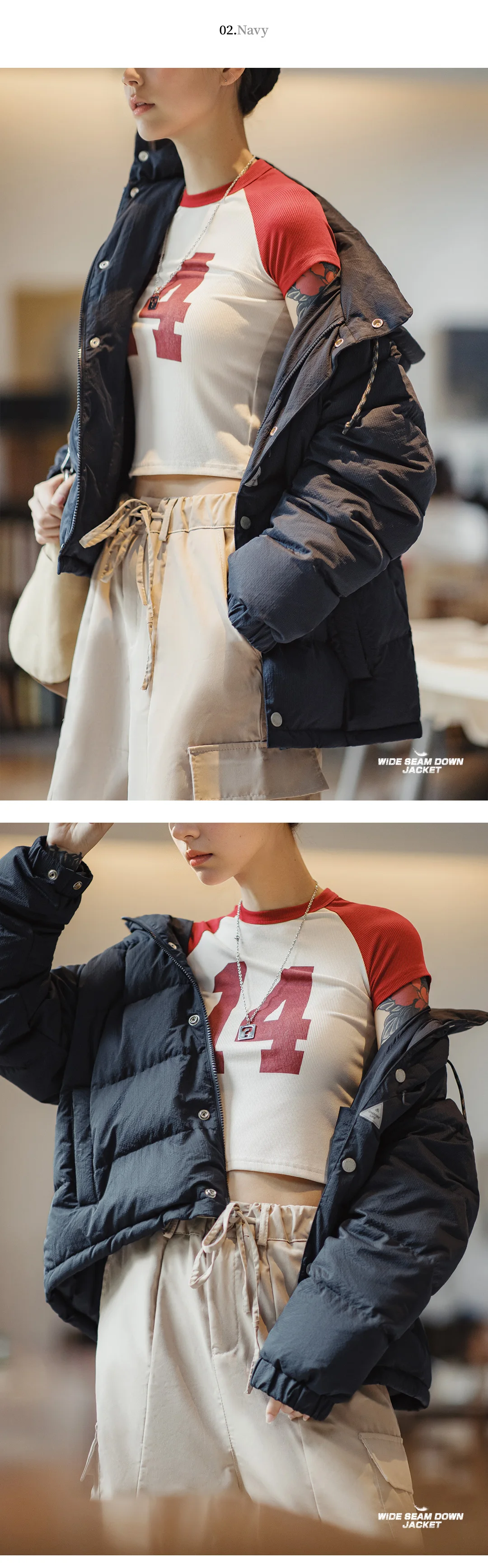 Maden Women's Winter Thickened Down Jacket 90 White Duck Down Navy Blue Hooded Jacket High Density Fabric Bubble Grid Warm Top Maden Women's Winter Thickened Down Jacket 90 White Duck Down Navy Blue Hooded Jacket High Density Fabric Bubble Grid Warm Top