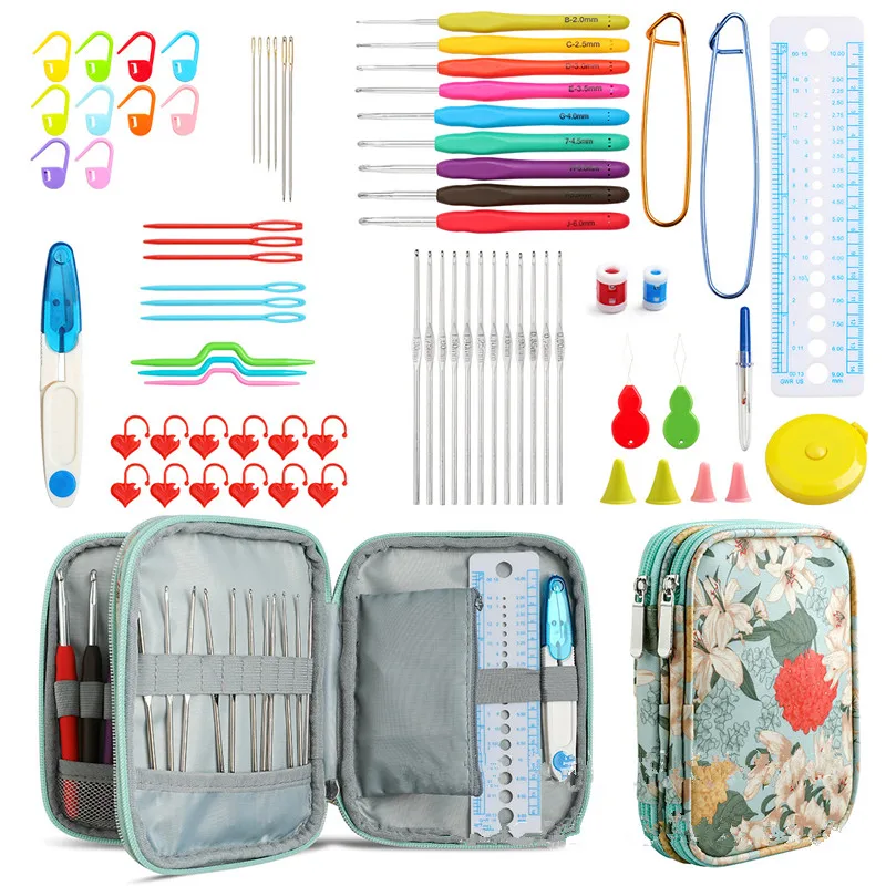 

Набор вязальных спиц, набор крючков для вязания с сумкой для хранения, искусство, рукоделие, ножницы, маркеры для шитья, инструменты для шитья