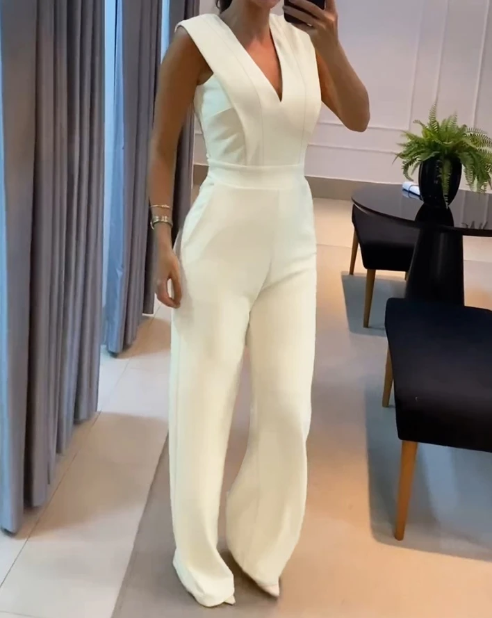 Woman Sexy V-Neck Long Jumpsuits 2024 Summer Elegant Sleeveless New Fashion Casual One Pieces Retro Straight Leg Jumpsuit
Woman Sexy V-Neck Long Jumpsuits 2024 Summer Elegant Sleeveless New Fashion Casual One Pieces Retro Straight Leg Jumpsuit