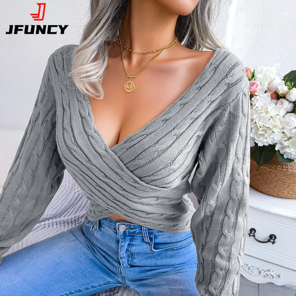 JFUNCY Female Crop Top Women Knit Sweater 2022 Autumn Winter Pullover V Neck Long Sleeve Sweaters Ladies Fashion Knitted Tops
JFUNCY Female Crop Top Women Knit Sweater 2022 Autumn Winter Pullover V Neck Long Sleeve Sweaters Ladies Fashion Knitted Tops