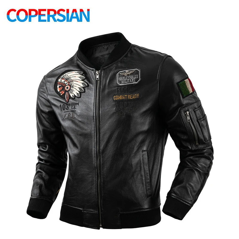 2023 New Indian Embroidery Baseball Uniform Pure Top Layer Cowhide Leather jacket Men's Cowhide Leather Motorcycle Slim Jackets
2023 New Indian Embroidery Baseball Uniform Pure Top Layer Cowhide Leather jacket Men's Cowhide Leather Motorcycle Slim Jackets