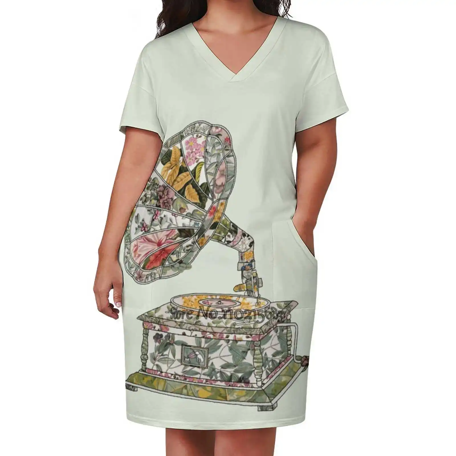 Seeing Sound Vintage Botanical Sexy V-Neck Dress Fashion Casual Printed High Quality Short Sleeve Skirt 5Xl Gramophone Music
Seeing Sound Vintage Botanical Sexy V-Neck Dress Fashion Casual Printed High Quality Short Sleeve Skirt 5Xl Gramophone Music