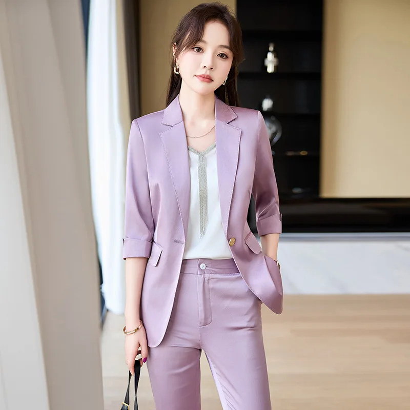 

Formal Uniform Styles Pantsuits Spring Summer Office Work Wear Female Professional Blazers Ladies Career Interview Outfits Set