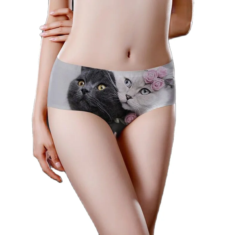 

Women Panties Fashion Traceless Lingerie Comfort Intimate Sexy Underwear Cute 3D Cat Print Girl Briefs High Huality Ladies Panty