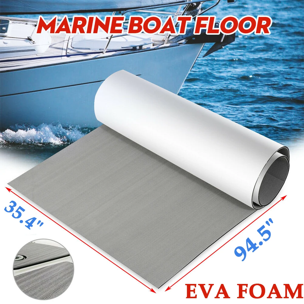 

35.4"X94.5" Gray W/O Stripes EVA Foam Teak Sheet Marine Flooring Yacht Synthetic Boat Decking Self-Adhesive Pad