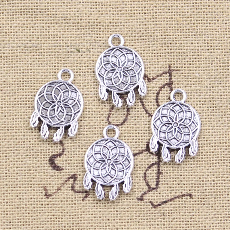 

20pcs Charms Native Dream Catcher Chandelier Connector 18x12mm Antique Silver Color Pendants Making DIY Tibetan Finding Jewelry