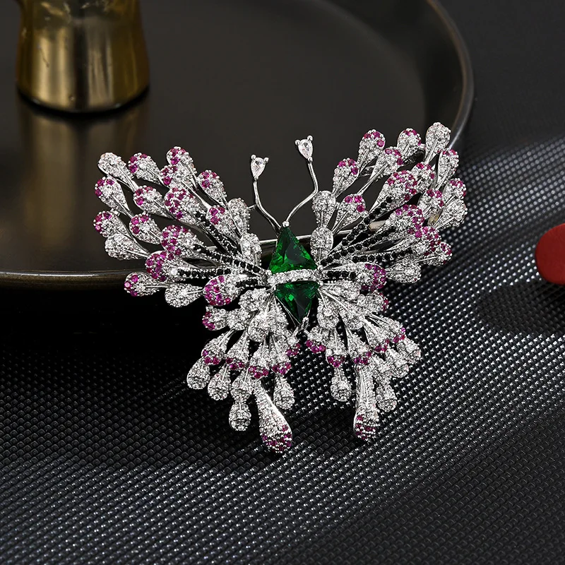 

French Retro Delicate Colorful Butterfly Brooch Elegant Temperament Micro-inlaid Zircon Classic Corsage Clothing Accessories Pin