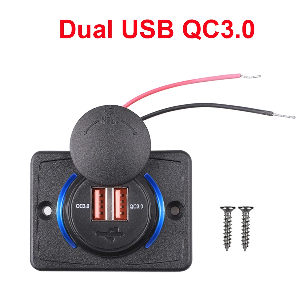 

Quick Charge QC3.0 Dual USB 3.1A Car Charger Power Socket Phone Charger Adapter Panel For Motorcycle Car 12V/24V Boat Bus BF