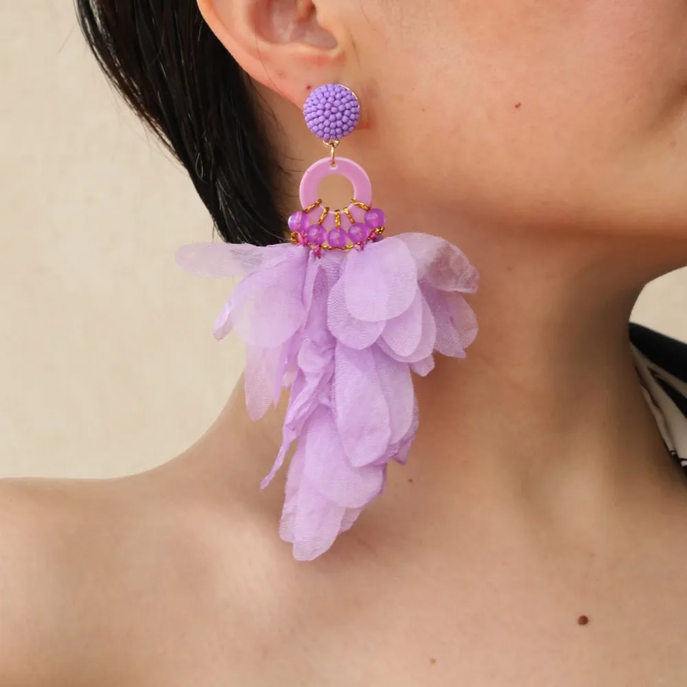 

Multicolored Flower Drop Dangle Earrings New Lightweight Acrylic Bohemia Earrings Handmade Plant Jewelry Women