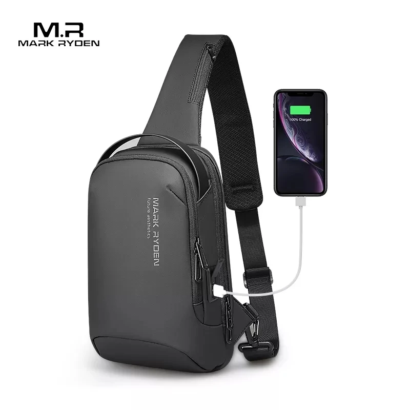 

Ryden Mark Men Travel Shoulder Bag Water-repellent Sports Chest Bag Anti-theft Crossbody Bags USB Charging Messenger Bag