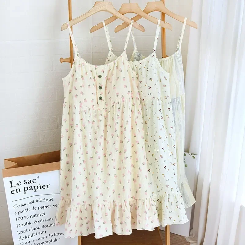 Summer Style Loungewear Nightwear Bathrobe Nightgown Korean Nightdress Sleeveless Printed Thin Japanese Women Floral Pajamas
Summer Style Loungewear Nightwear Bathrobe Nightgown Korean Nightdress Sleeveless Printed Thin Japanese Women Floral Pajamas