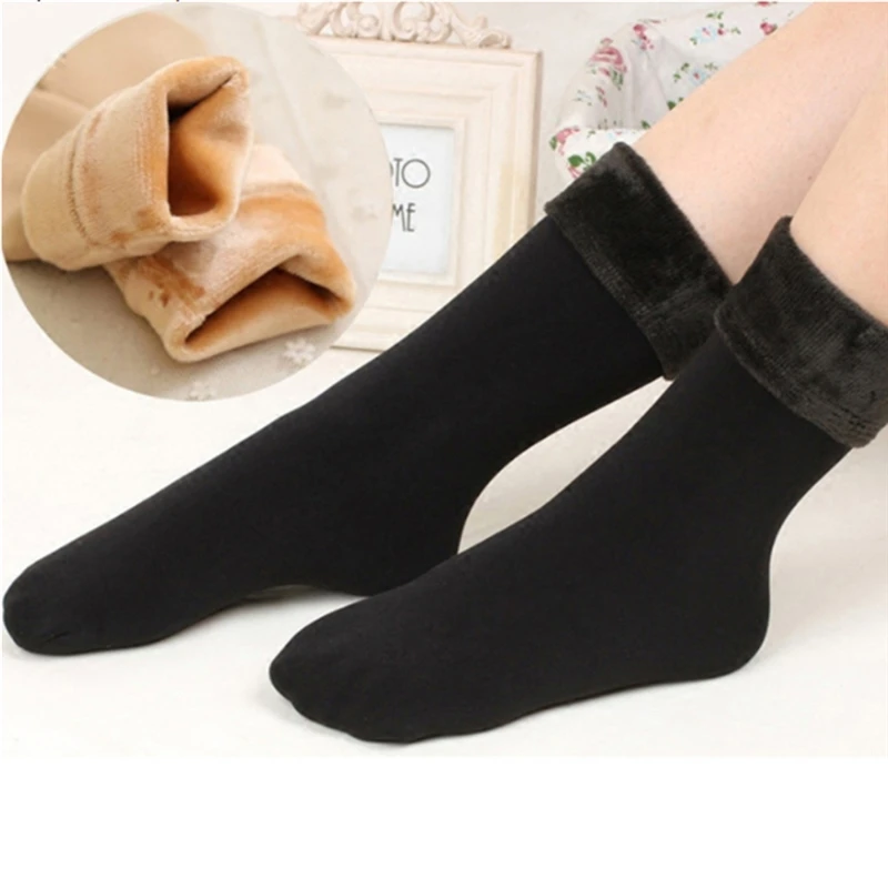 

1 Pairs Women Winter Thicken Warm Short Socks Thermal Cashmere Wool Socks Nylon Snow Velvet Boots Home Floor Calcetines Mujer