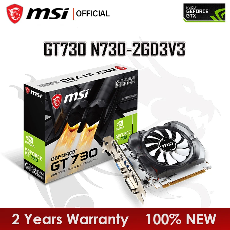 

MSI New GeForce GT730 2GD3V3 2G N730 28nm 2GB GDDR3 64 bit 128 bit Video Cards GPU Graphic Card DeskTop CPU Motherboard