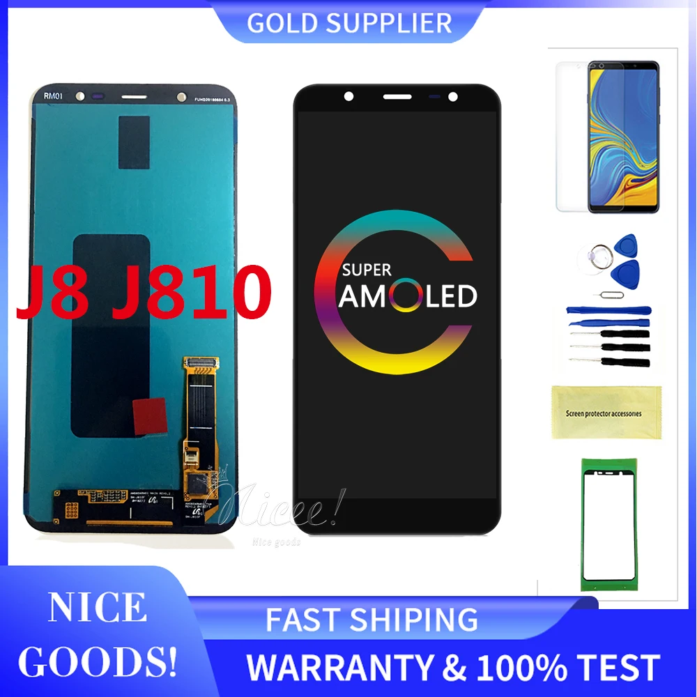 

100% Tested Replacement for Samsung Galaxy J8 j810 Display Screen LCD with Touch Digitizer Assembly J810G J810F J810Y J810M 6.0"