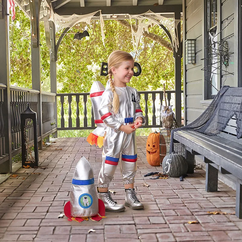 

Детский костюм на Хэллоуин, костюм космоса, Серебряный астронавт, женский костюм, одежда для профессиональных представлений, платья для ролевых игр