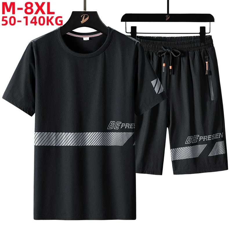 

Men T Shirt Suit Shorts Tshirt Set Oversize 6xl 7xl 8xl Plus Size Short Sleeve T-Shirts Summer Fashion Loose Tracksuit