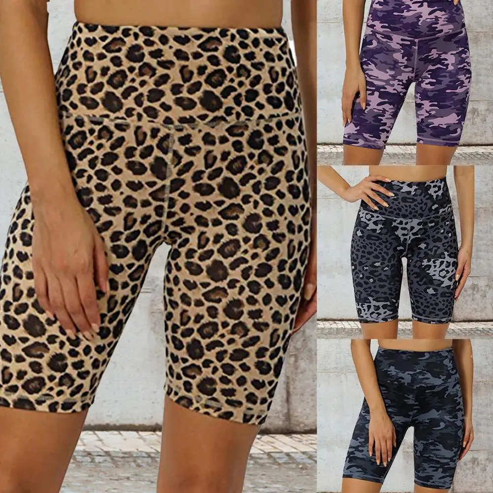 

Summer Leopard Serpentine Print Hot Shorts for Women Fashion High Waist Slim Sport Biker Shorts Activewear Female Streetwear