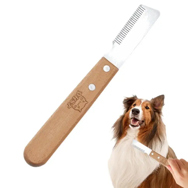 

Pet Hair Brush Dog Stripping Cutter Deshedding Brush Cat Grooming Brush With Wood Handle Portable Pet Stripping Comb For Cats