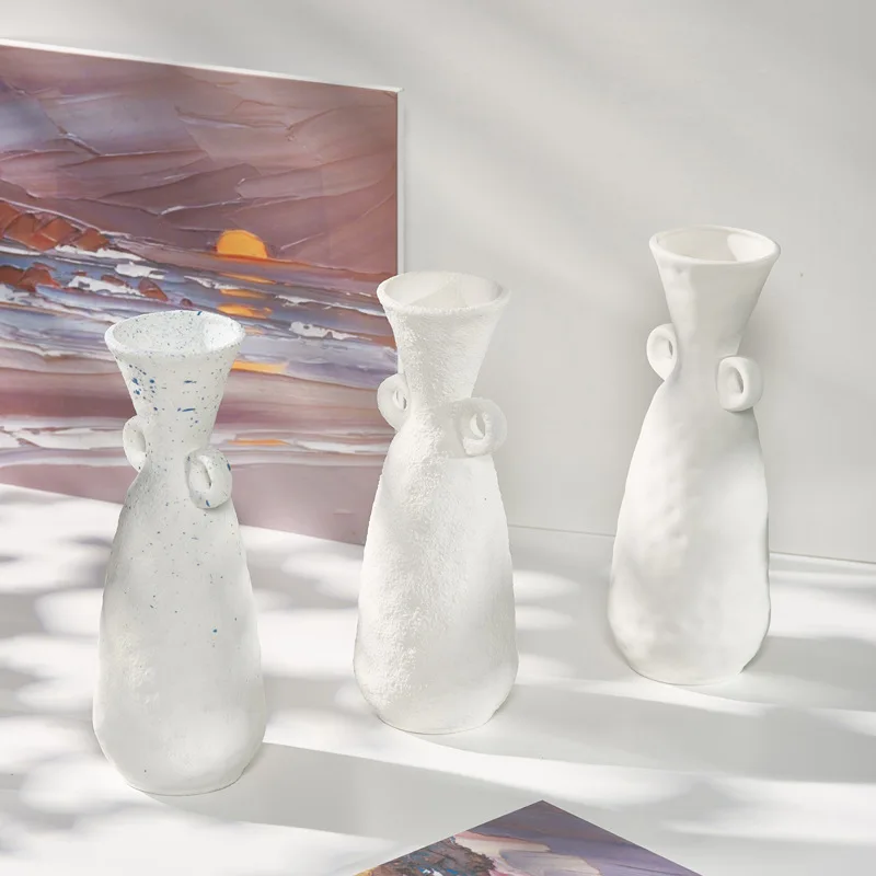 

Home Decoration Porcelain White Vase Interior Tabletop Accessories Ceramic Hydroponic Vases Living Room Decor Flower Bottle Gift