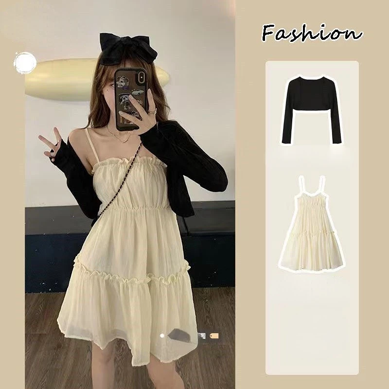 

Pure desire style spicy girl halter dress female 2023 summer new small fragrant wind lace age reduction dress small