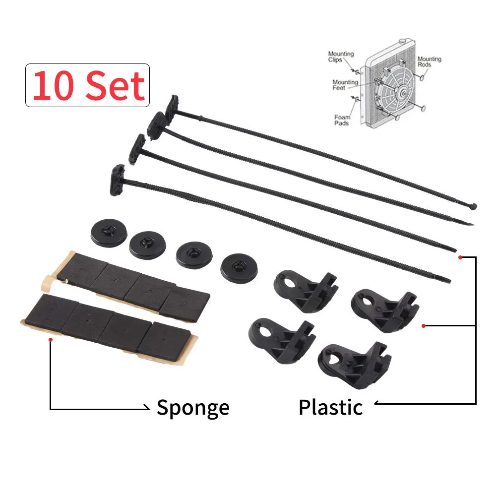 10 Set Auto Car Universal Electric Radiator Fan Ventilador Mounting Kit Plastic Ties 4 Straps 8 Cushion Pads 4 Mounting Fee
10 Set Auto Car Universal Electric Radiator Fan Ventilador Mounting Kit Plastic Ties 4 Straps 8 Cushion Pads 4 Mounting Fee