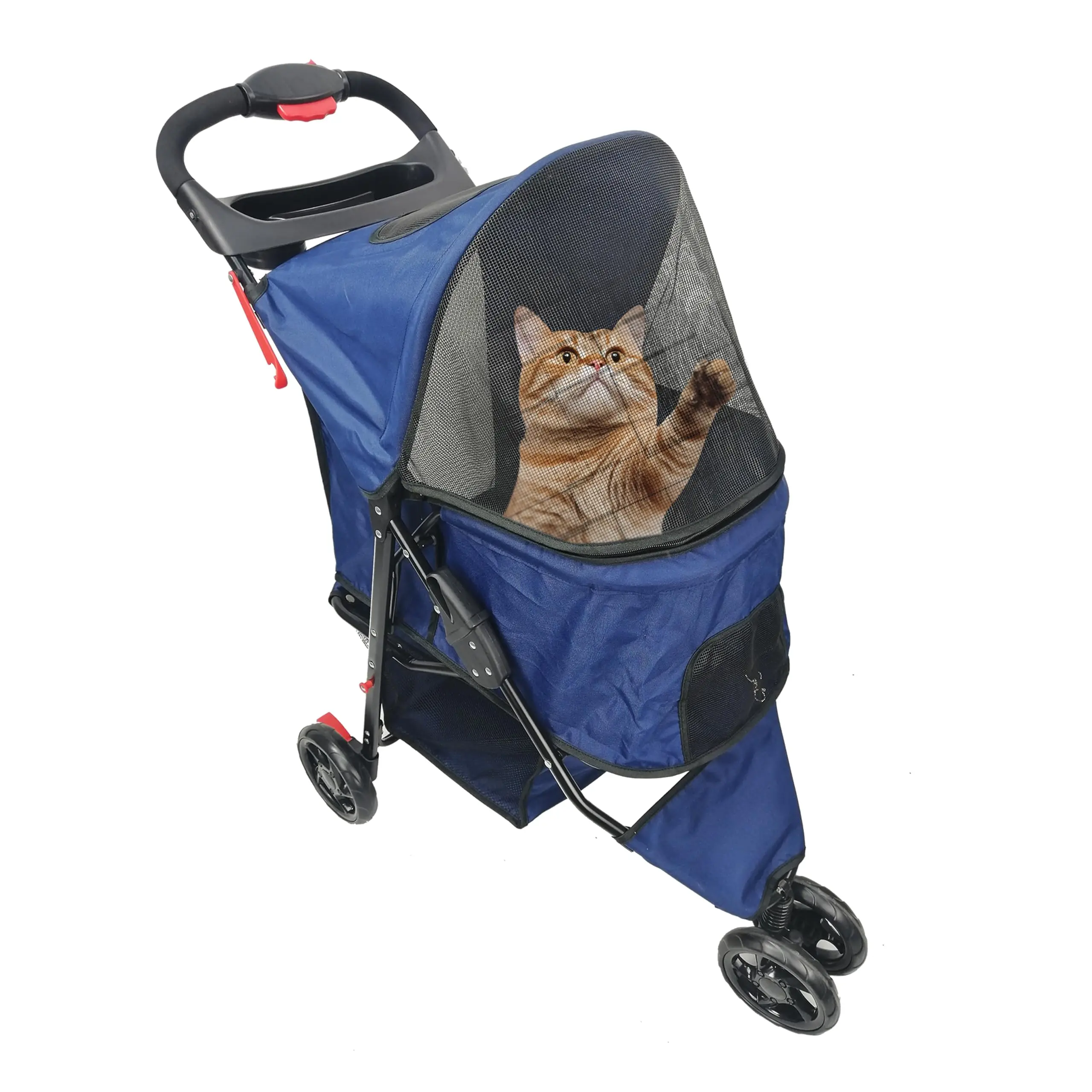 

Convenience and Mobility Pet Stroller, Effortless Cat and Dog Carrier, Foldable, Blue