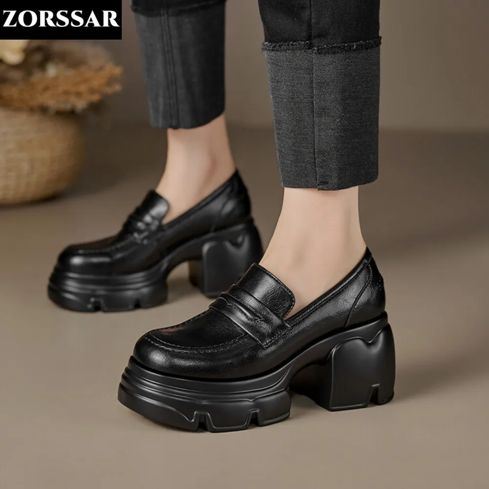 Genuine Leather Women's Platform Loafers 2024 Gothic Black Chunky High Heels Pumps Woman Preppy Style Jk Uniform Shoes Mujer
Genuine Leather Women's Platform Loafers 2024 Gothic Black Chunky High Heels Pumps Woman Preppy Style Jk Uniform Shoes Mujer