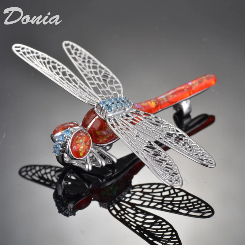 

Donia Jewelry Fashion High-Grade Titanium Steel Micro-Inlaid AAA Zircon Dragonfly Brooch Luxury Insect Accessories