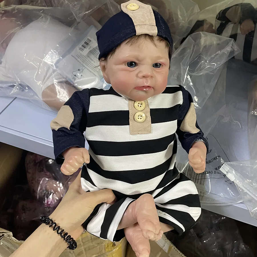 

Finished Bebe Reborn Dolls 50cm Handmade Realistic Lifelike Newborn Baby Doll Elijah Rooted Hair Baby Toy for Children Boneca