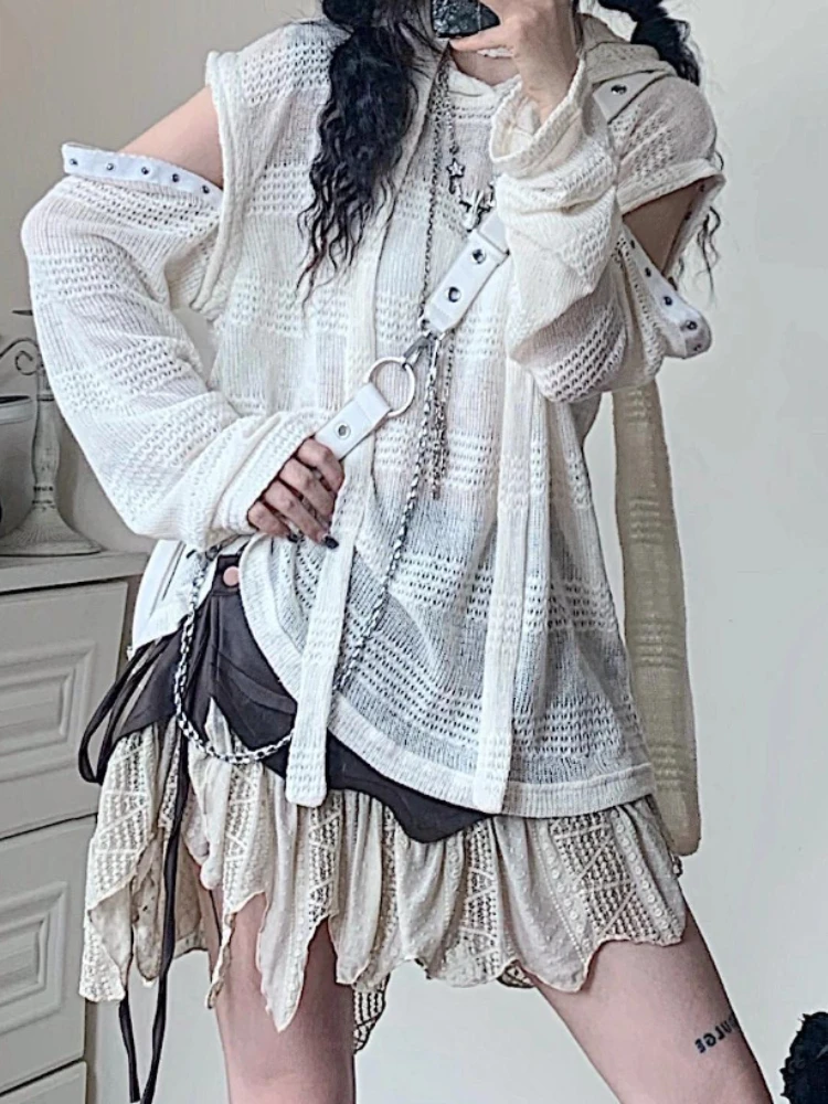 Deeptown Harajuku Hollow Out Sweater Women Grunge Oversized Knitted Jumper Fairycore Detachable Long Sleeve Tops Y2K Aesthetic
Deeptown Harajuku Hollow Out Sweater Women Grunge Oversized Knitted Jumper Fairycore Detachable Long Sleeve Tops Y2K Aesthetic
