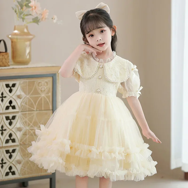 

Girl's Princess Summer New Children's Fashionable Fluffy Yarn Little Girl's June 1st Performance Dress