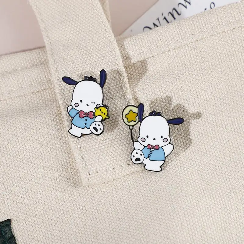 

Cinnamoroll Kuromi Pompompurin Hello Kitty Pochacco Mymelody Sanrio Cartoon Metal Brooch Badge Anime Plush Toys for Girl Gift